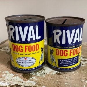 Miniature Vintage Rival Dog Food Can Bank